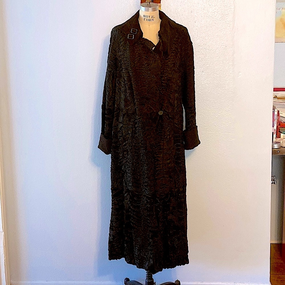 YSL curly shearling coat.